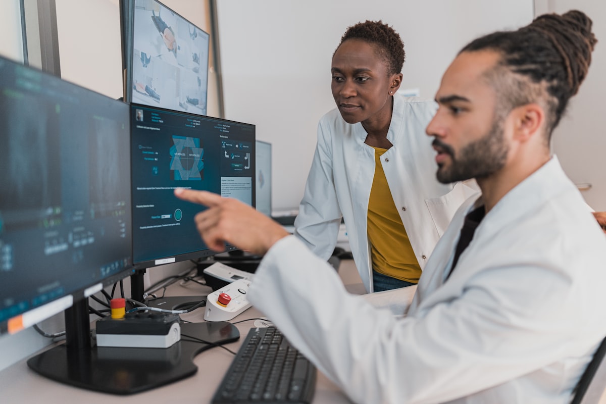 Our clinical team reviewing patient data securely